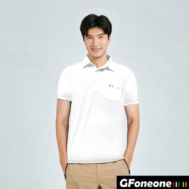 【GFoneone】男GF吸排口袋POLO衫1-白色(男商務POLO衫)