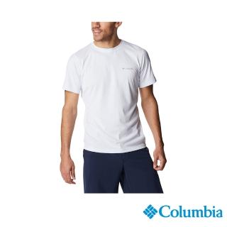 【Columbia 哥倫比亞 官方旗艦】男款-Zero Rules涼感快排短袖上衣-白色(UAE60840WT/IS)