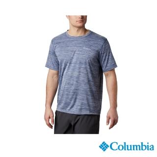 【Columbia 哥倫比亞 官方旗艦】男款-Zero Rules涼感快排短袖上衣-藍灰色(UAE60840GL/IS)