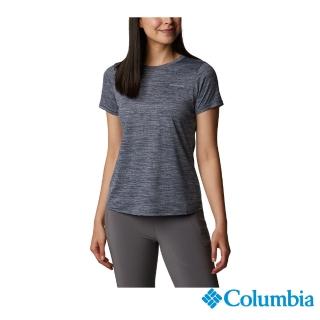 【Columbia 哥倫比亞 官方旗艦】女款-Alpine Chill涼感快排短袖上衣-深藍(UAK35110NY/IS)