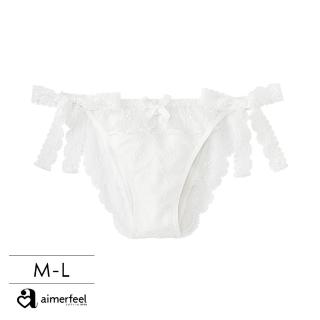【aimerfeel】Corinne蕾絲綁繩半包臀內褲-白色(1950125-W)