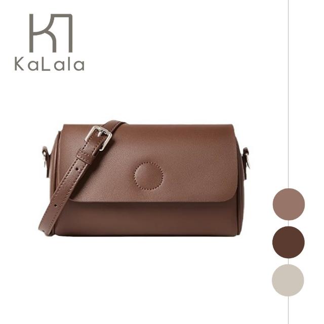 【KaLala】法式經典 小牛皮質感 斜背單肩豆腐小方包 深棕色