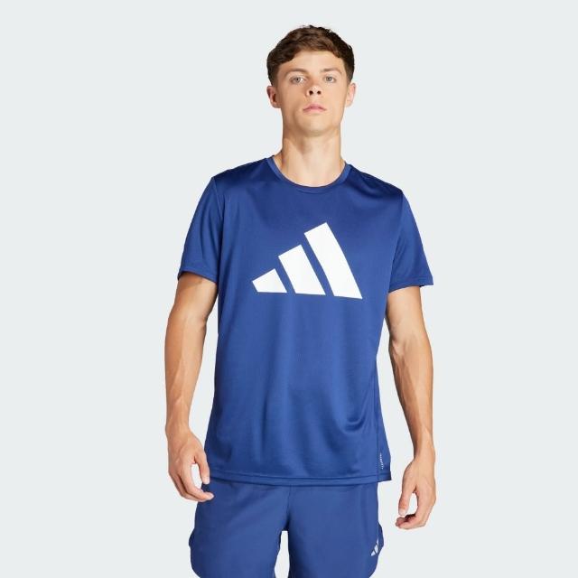 【adidas 愛迪達】上衣 男款 短袖上衣 運動 RUN IT TEE 藍 IN0076(S2532)