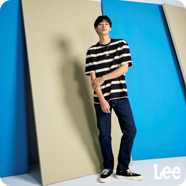 【Lee 官方旗艦】男裝 短袖T恤 / 撞色條紋 氣質黑 舒適版型(LB402051K11)