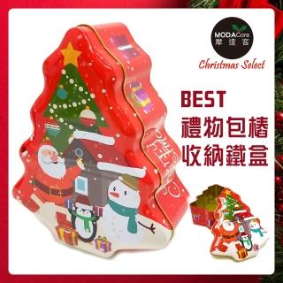 【摩達客】耶誕-紅面老公公雪人聖誕樹造型糖果罐擺飾(交換禮物)