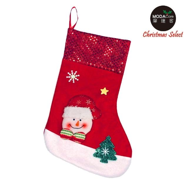 【摩達客】耶誕-紅亮片雪人聖誕襪(聖誕襪)