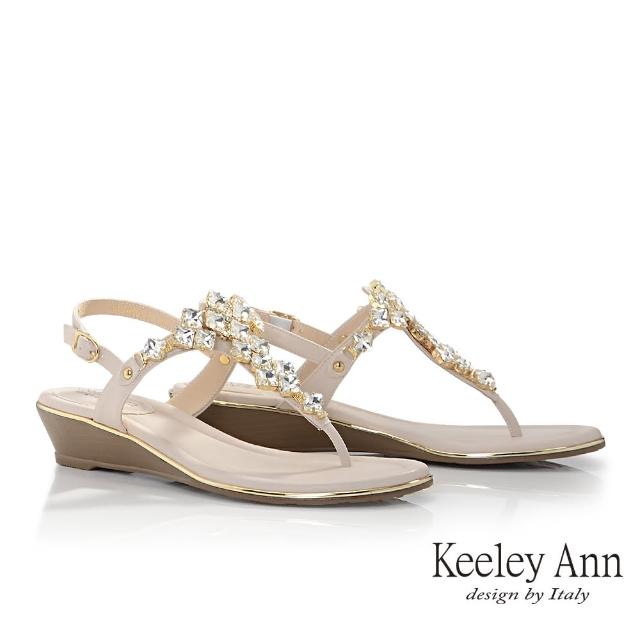 【Keeley Ann】大方滿鑽楔型涼鞋(米白色432008132)