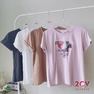 【2CV】現貨 時髦彩繪愛心圖案T恤VU118