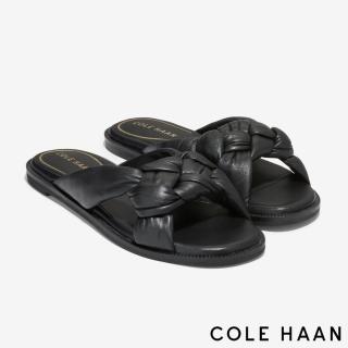 【Cole Haan】ANICA LUX SLIDE 皮革交織扭結女涼鞋(經典黑-W28422)