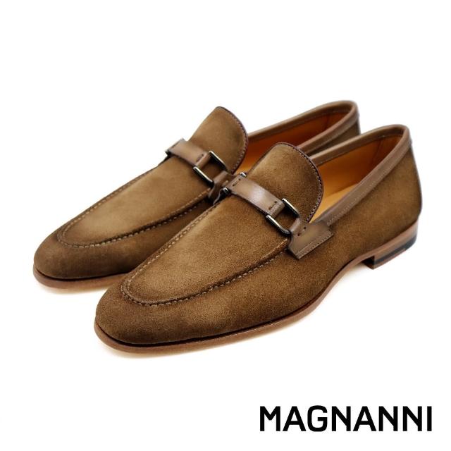 【MAGNANNI】西班牙質感麂皮低跟樂福鞋 深棕色(25647-CA/LE)