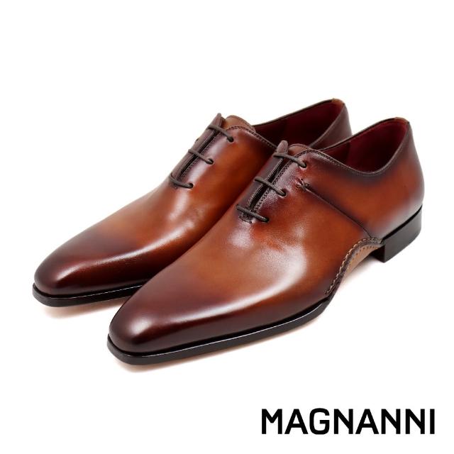 【MAGNANNI】質感漸層刷色三孔綁帶牛津鞋 棕色(25704-COG)