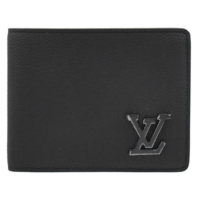 【Louis Vuitton 路易威登】LV M69829 Multiple 金屬LOGO質感小牛皮雙層對折5卡短夾(黑 現貨)