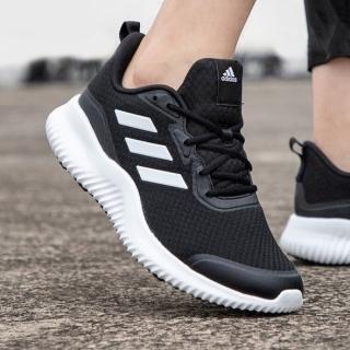 【adidas 愛迪達】慢跑鞋 Alphacomfy 男鞋 黑 白 緩衝 透氣(ID0350 男/女款 跑鞋)