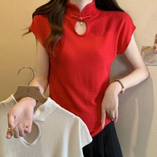 【Paiya 派亞】夏季新款中國風針織衫背心薄款冰絲T恤(均碼M-2XL可穿)