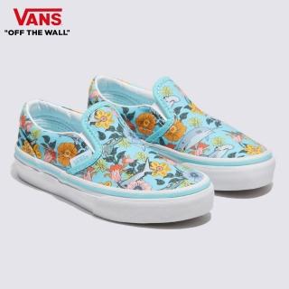 【VANS 官方旗艦】Classic Slip-On 中童款淺藍色海洋花朵圖案滑板鞋