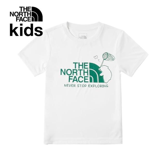【The North Face】北面兒童白色吸濕排汗防曬短袖T恤｜8CT1FN4