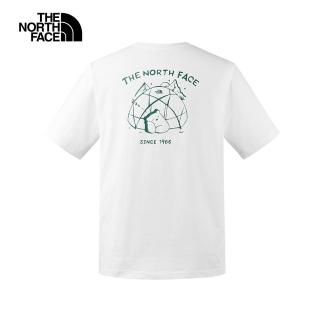 【The North Face 官方旗艦】北面男女款白色純棉小熊帳篷印花短袖T恤｜8CSTFN4