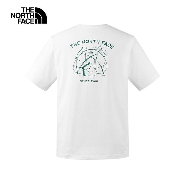 【The North Face】北面男女款白色純棉小熊帳篷印花短袖T恤｜8CSTFN4