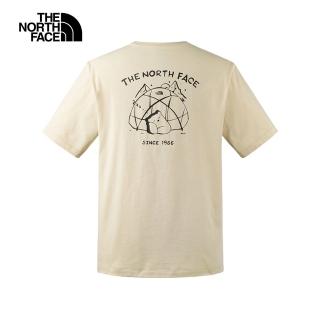 【The North Face】北面男女款卡其色純棉小熊帳篷印花短袖T恤｜8CST3X4