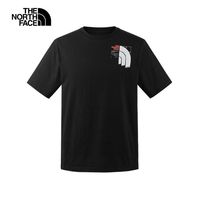 【The North Face】北面男女款黑色純棉概念設計LOGO短袖T恤｜8CSPJK3