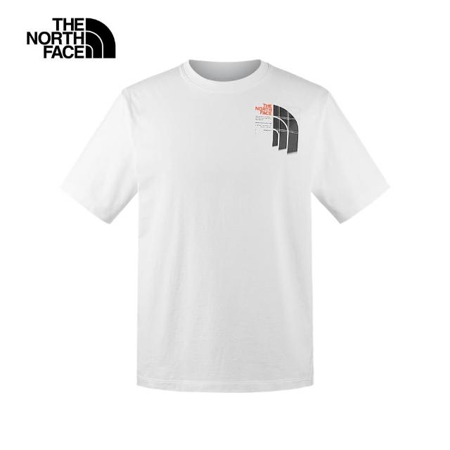 【The North Face 官方旗艦】北面男女款白色純棉概念設計LOGO短袖T恤｜8CSPFN4