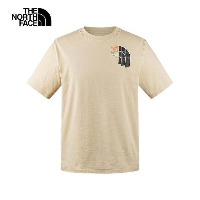 【The North Face】北面男女款卡其色純棉概念設計LOGO短袖T恤｜8CSP3X4
