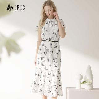 【IRIS 艾莉詩】水墨花卉裙襬剪接長裙(42212-82)