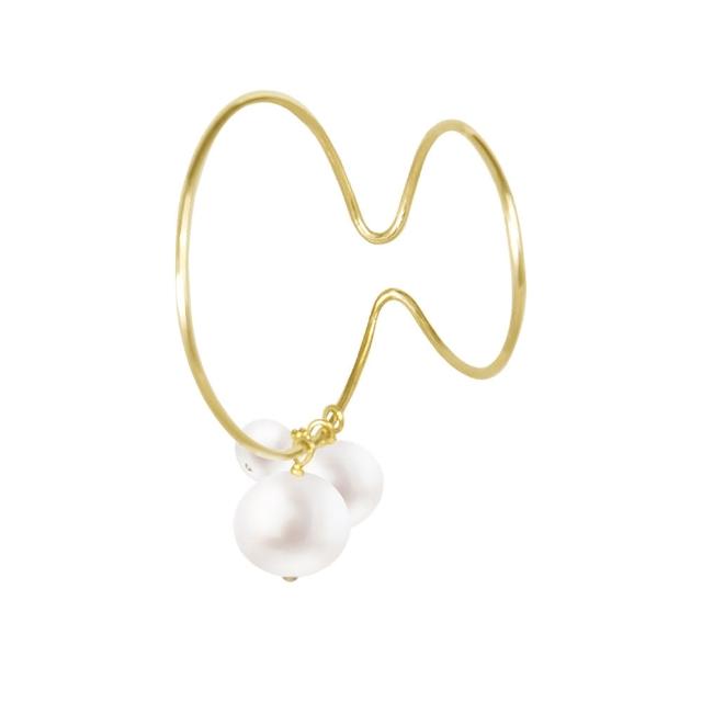 【Olivia Yao Jewellery】氣質甜美 不規則金環珍珠耳掛(Pollio Collection)
