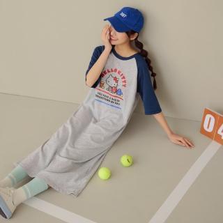 【OB 嚴選】KITTY運動會網球印花拉克蘭袖長洋裝 《IK0037》