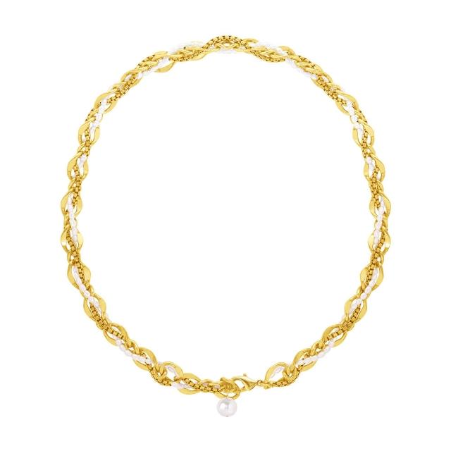 【Olivia Yao Jewellery】金色編織鎖鍊珍珠項鍊(MESH)
