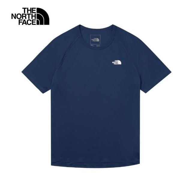 【The North Face 官方旗艦】【抗UV】】北面男款UPF藍色吸濕排汗涼感防曬短袖T恤｜87W78K2