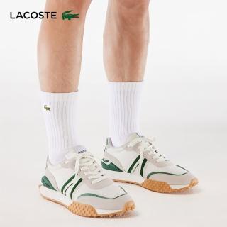 【LACOSTE】男鞋-L-Spin Deluxe 撞色運動慢跑休閒鞋(白/綠色)