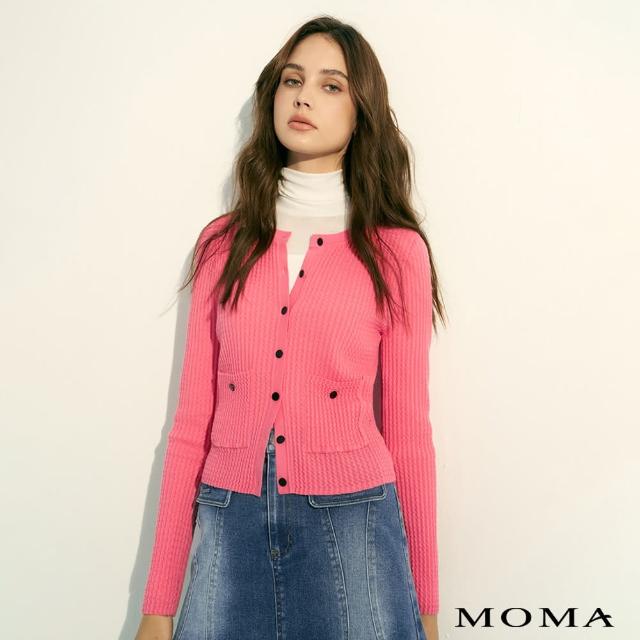 【MOMA】立體織紋圓領針織外套(兩色)