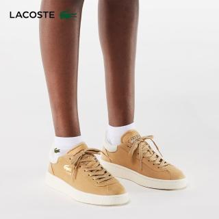 【LACOSTE】女鞋-Baseshot優質皮革運動休閒鞋(卡其色)