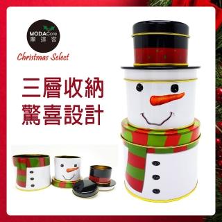 【摩達客】耶誕-聖誕雪人創意三層糖果罐擺飾(交換禮物)