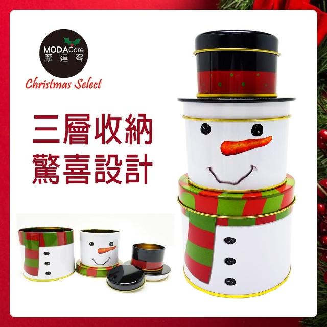 【摩達客】耶誕-聖誕雪人創意三層糖果罐擺飾(交換禮物)