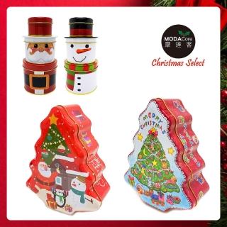 【摩達客】耶誕-聖誕老公公雪人聖誕樹造型糖果罐四入組擺飾(交換禮物)