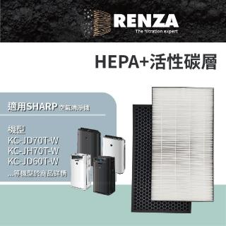 【RENZA】適用Sharp 夏普 KC-JD60T-W JD70T-W KC-JH60T-W JH70T-W D70 E70 F70空氣清淨機(HEPA+活性碳濾網)