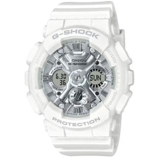 【CASIO 卡西歐】卡西歐G-SHOCK WOMAN 電子膠帶錶-白(GMA-S120VA-7A 台灣公司貨)