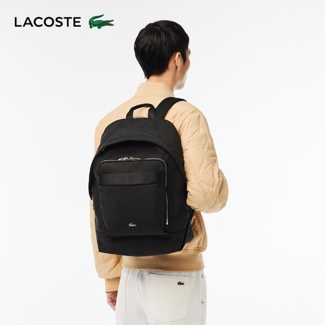 【LACOSTE】包款-素色尼龍背包(黑色)