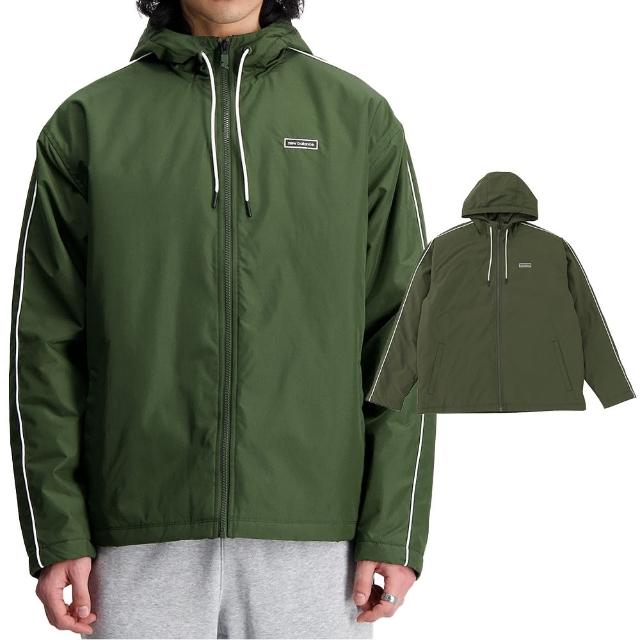 【NEW BALANCE】男款 綠色 寬鬆 保暖 休閒 基本款 連帽 外套 MJ33537KOU