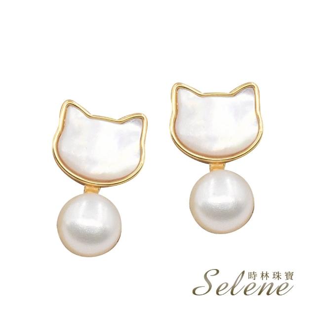 【Selene】珍珠貝珍珠貓臉耳環(PE17)