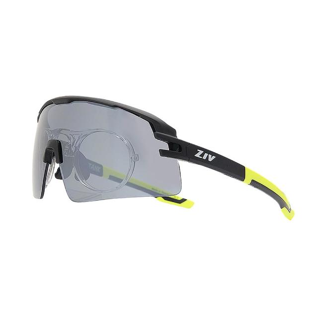 【ZIV】TANK RX系列 運動太陽眼鏡(霧黑框霧螢光黃腳-灰片電淺水銀多層鍍膜#B114 023#150)