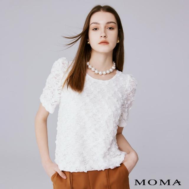 【MOMA】法式優雅立體花朵上衣(白色)