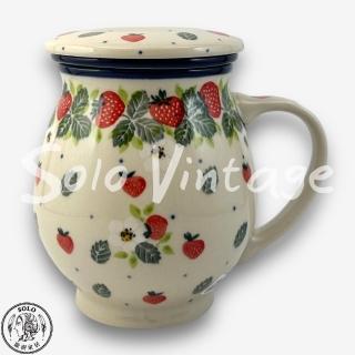 【SOLO 波蘭陶】CA 波蘭陶 400ML 有蓋茶濾杯 草莓花系列 CERAMIKA ARTYSTYCZNA
