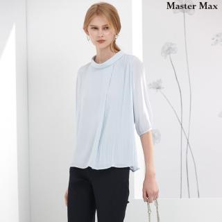 【Master Max】單邊壓褶浪漫雪紡七分袖上衣(8417105)