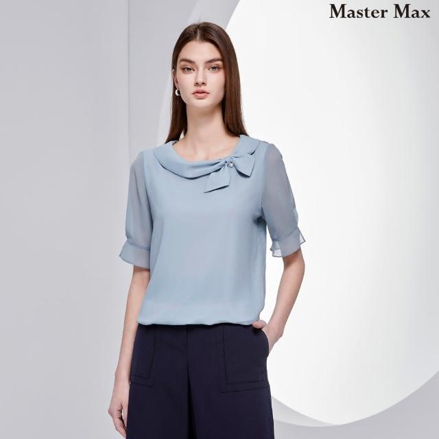【Master Max】小翻領蝴蝶結質感短袖雪紡上衣(8417041)