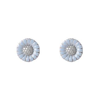 【Georg Jensen 喬治傑生】DAISY 紫羅蘭琺瑯 鑽石鑲嵌0.10克拉 針式耳環