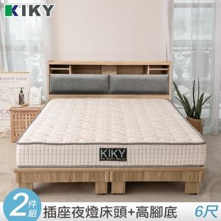 【KIKY】飛燕附插座貓抓皮靠墊二件床組雙人加大6尺(床頭片+高腳六分床底)