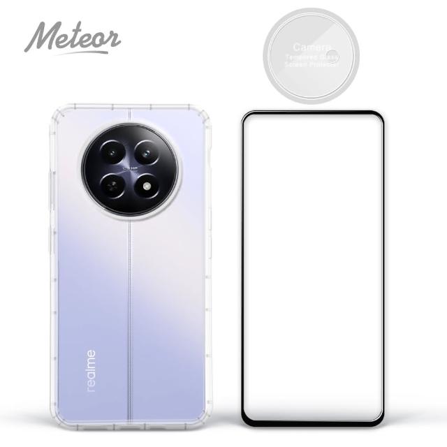【Meteor】realme 12 5G 手機保護超值3件組(透明空壓殼+鋼化膜+鏡頭貼)